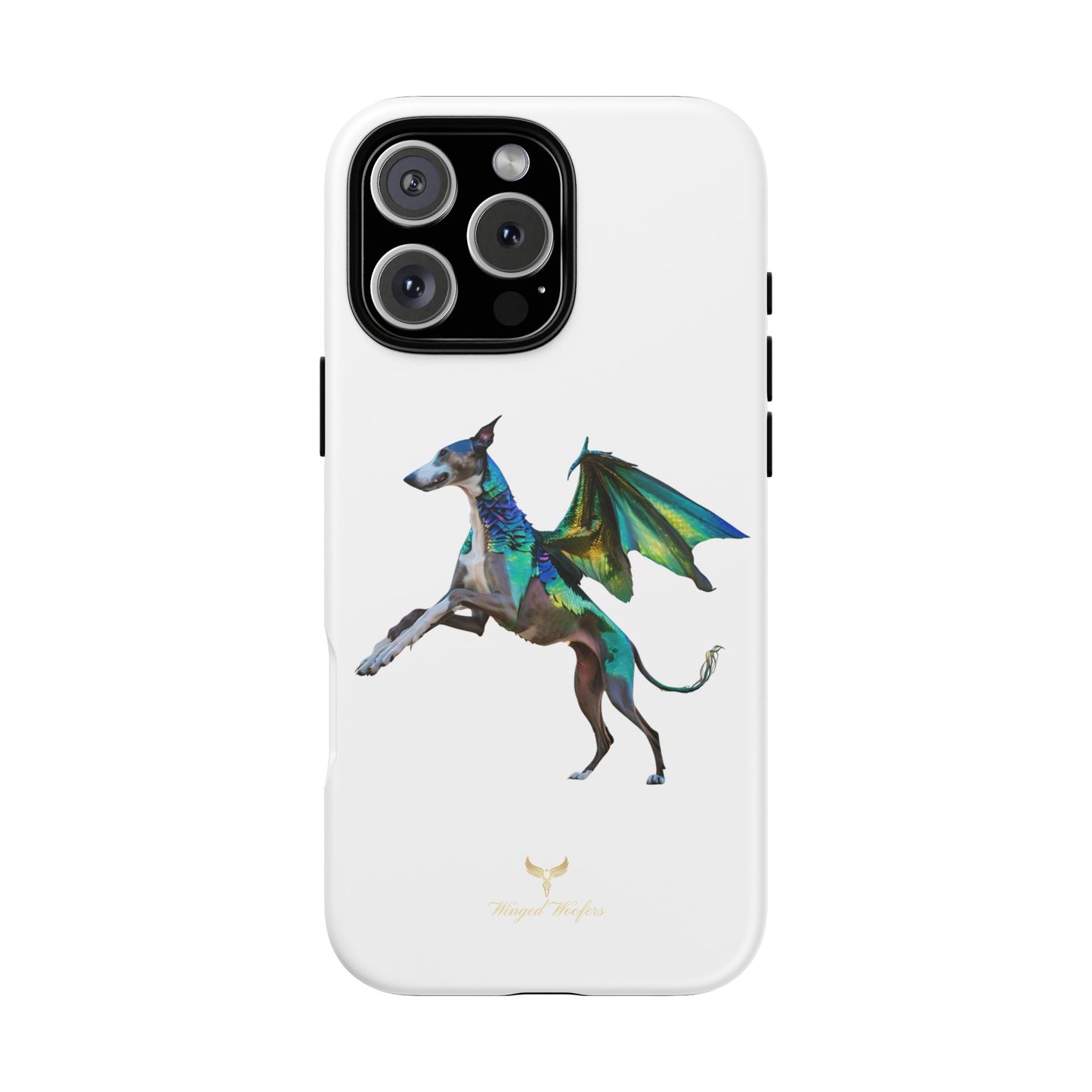 Fantasy Greyhound Dog Phone Case - Whimsical Winged Design for Pet Lovers