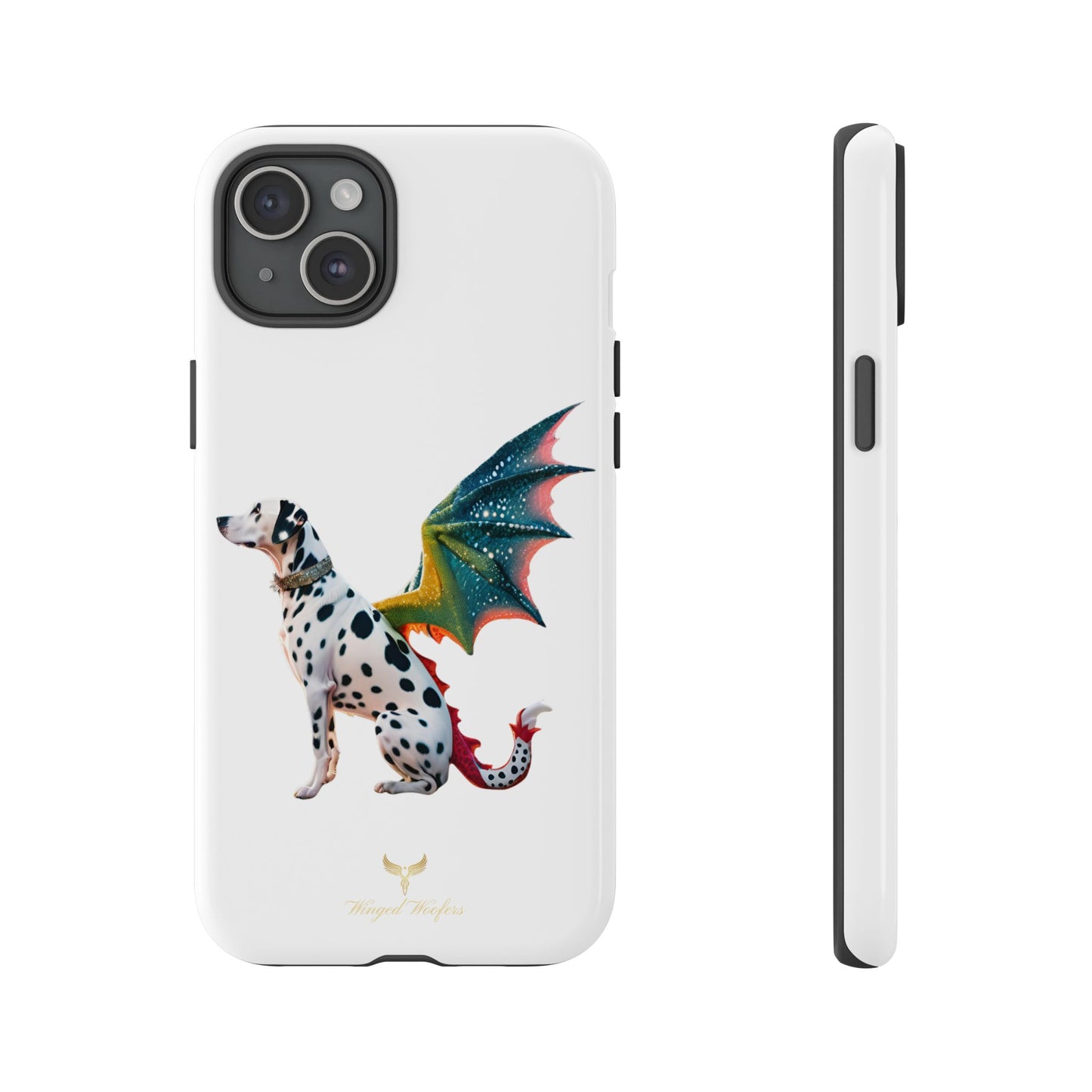 Whimsical Dog Art Phone Case – Tough Cases Featuring Dragon Dalmatian Design