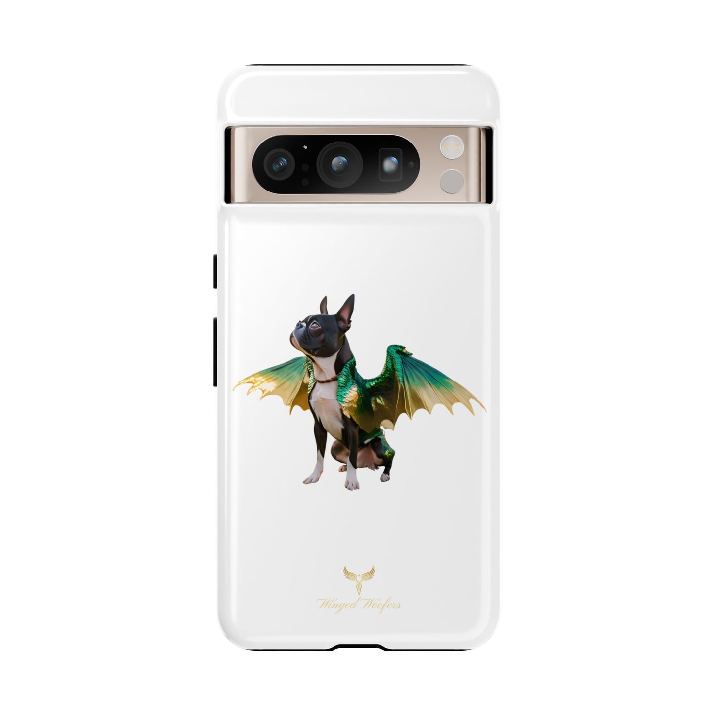 Fantasy Boston Terrier Dog Case - Tough Pet Protection with Wings Design