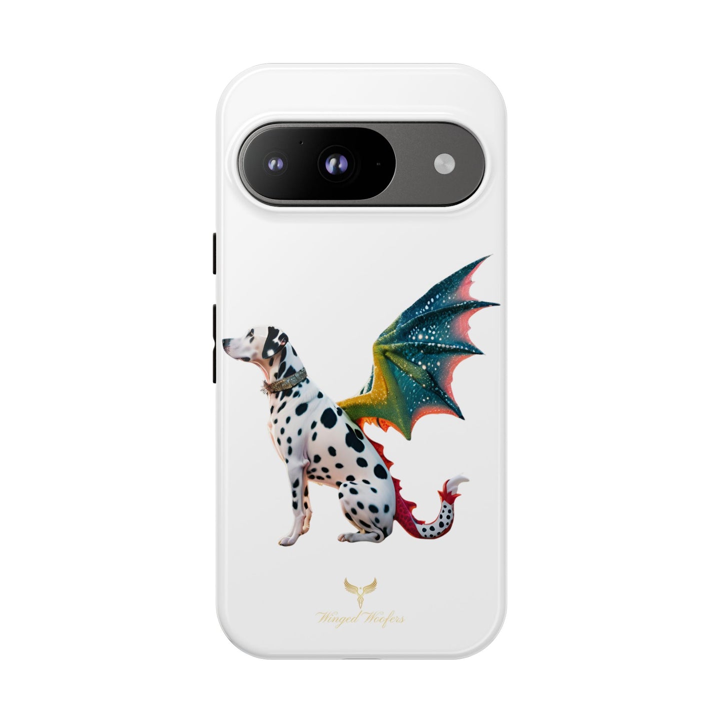 Whimsical Dog Art Phone Case – Tough Cases Featuring Dragon Dalmatian Design