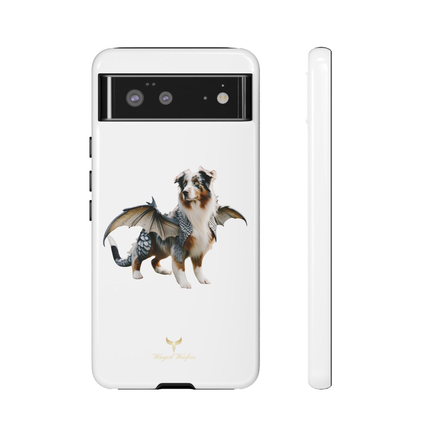 Fantasy Australian Shepherd Dog Phone Case with Wings - Tough Cases for Animal Lovers