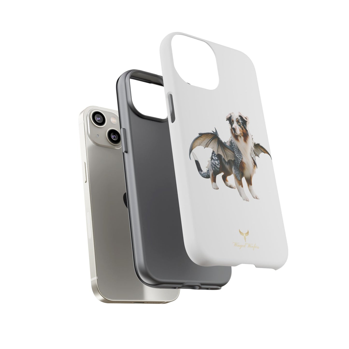 Fantasy Australian Shepherd Dog Phone Case with Wings - Tough Cases for Animal Lovers