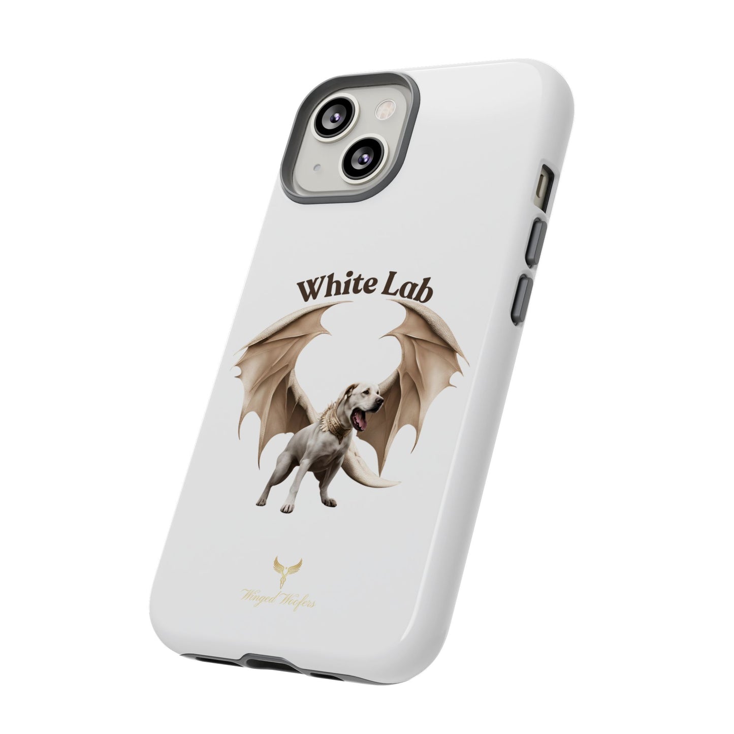 White Labrador Tough Case - Protective Phone Case with Winged Dog Design