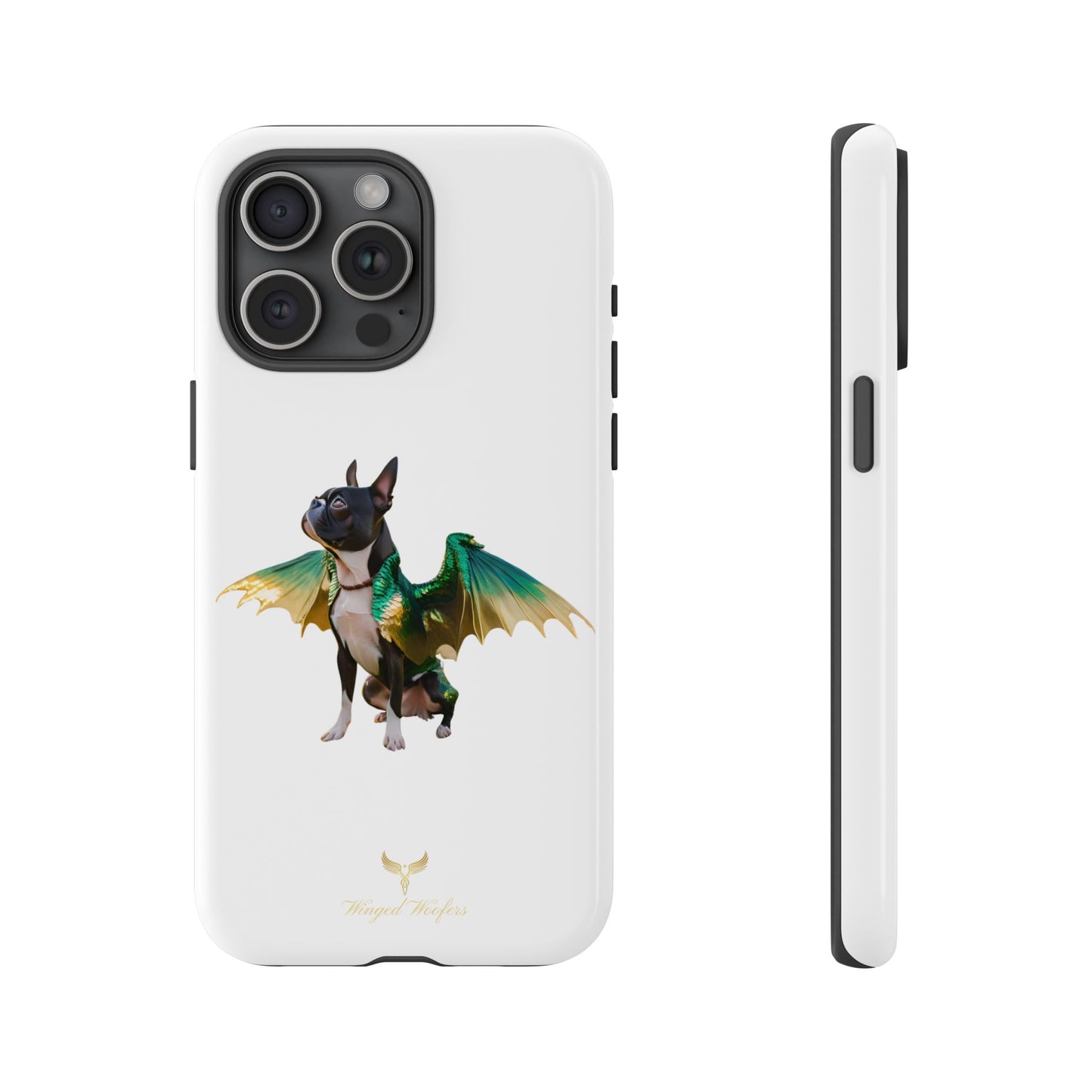 Fantasy Boston Terrier Dog Case - Tough Pet Protection with Wings Design