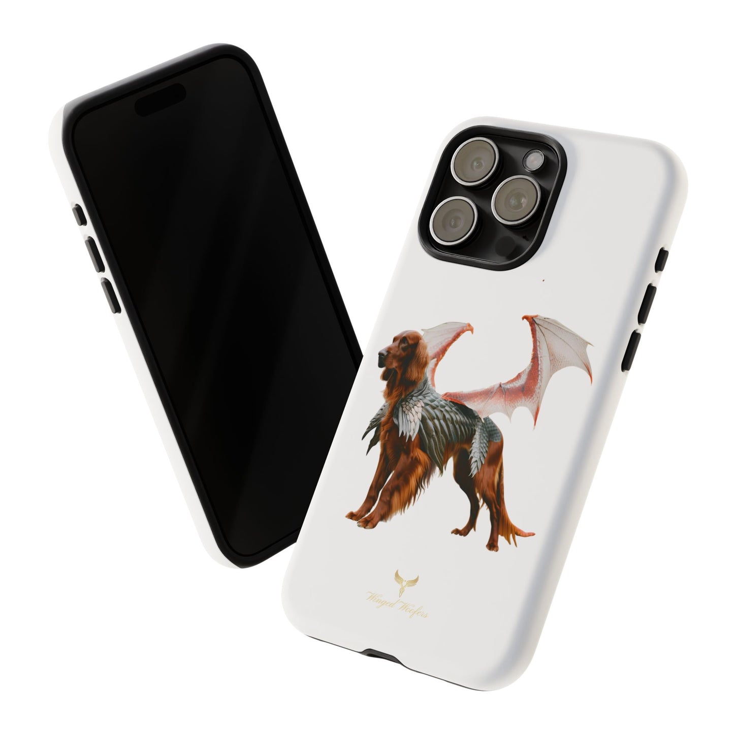 Fantasy Irish Setter with Dragon Wings Phone Case - Tough Cases with Winged Dog Design