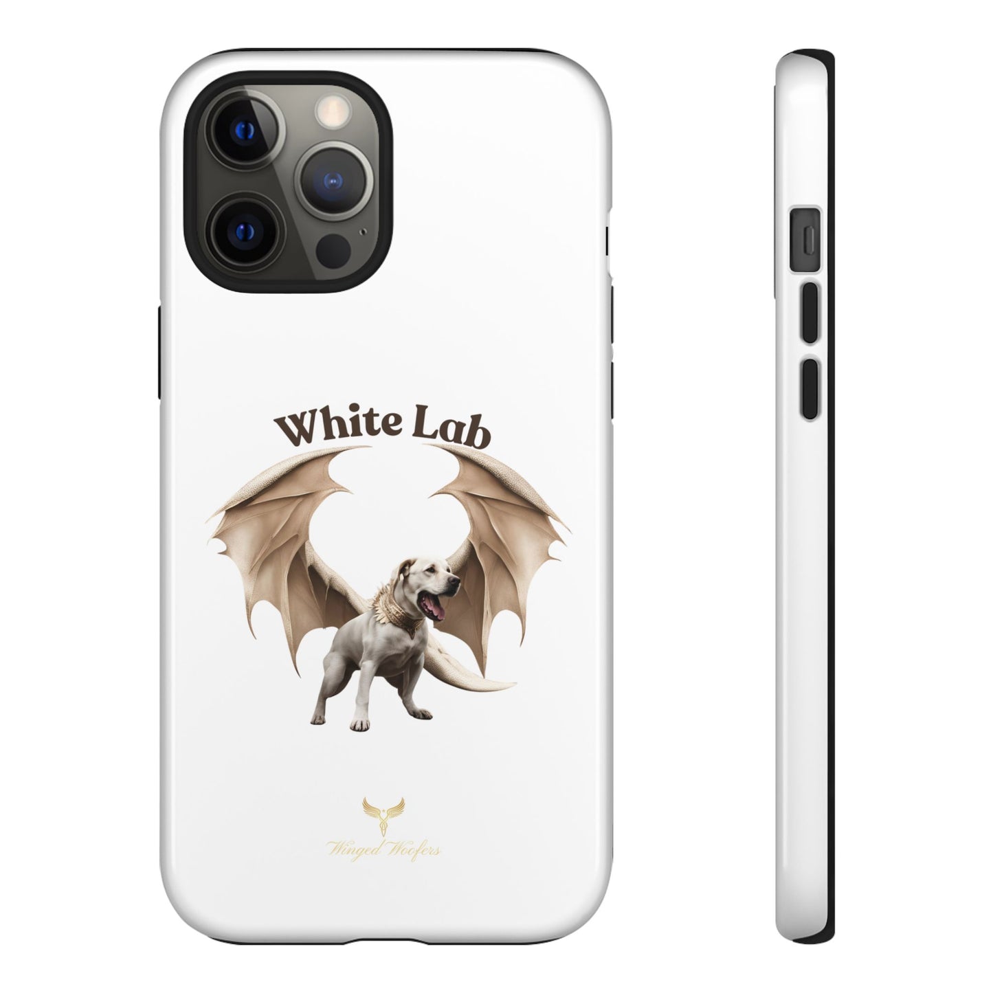 White Labrador Tough Case - Protective Phone Case with Winged Dog Design