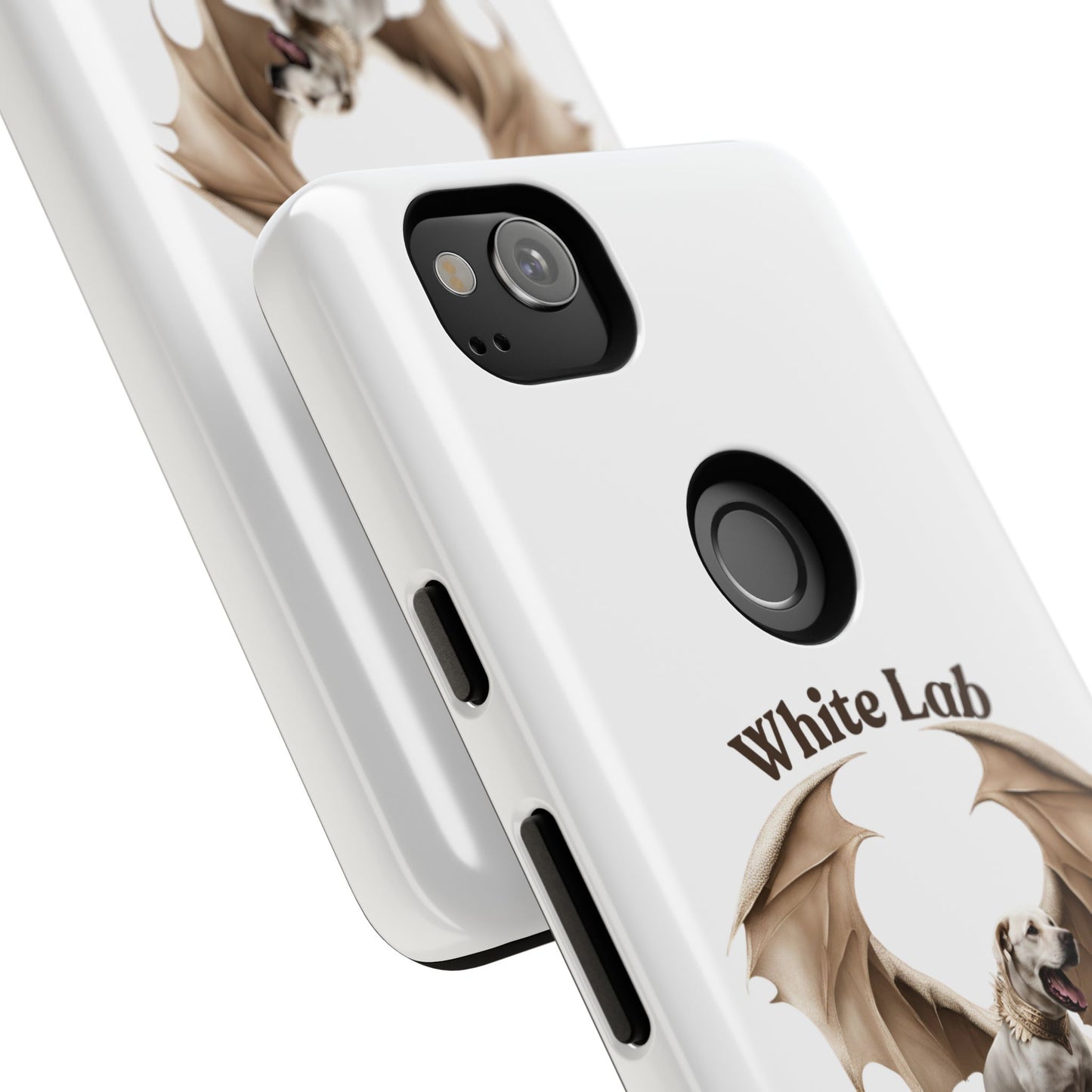 White Labrador Tough Case - Protective Phone Case with Winged Dog Design