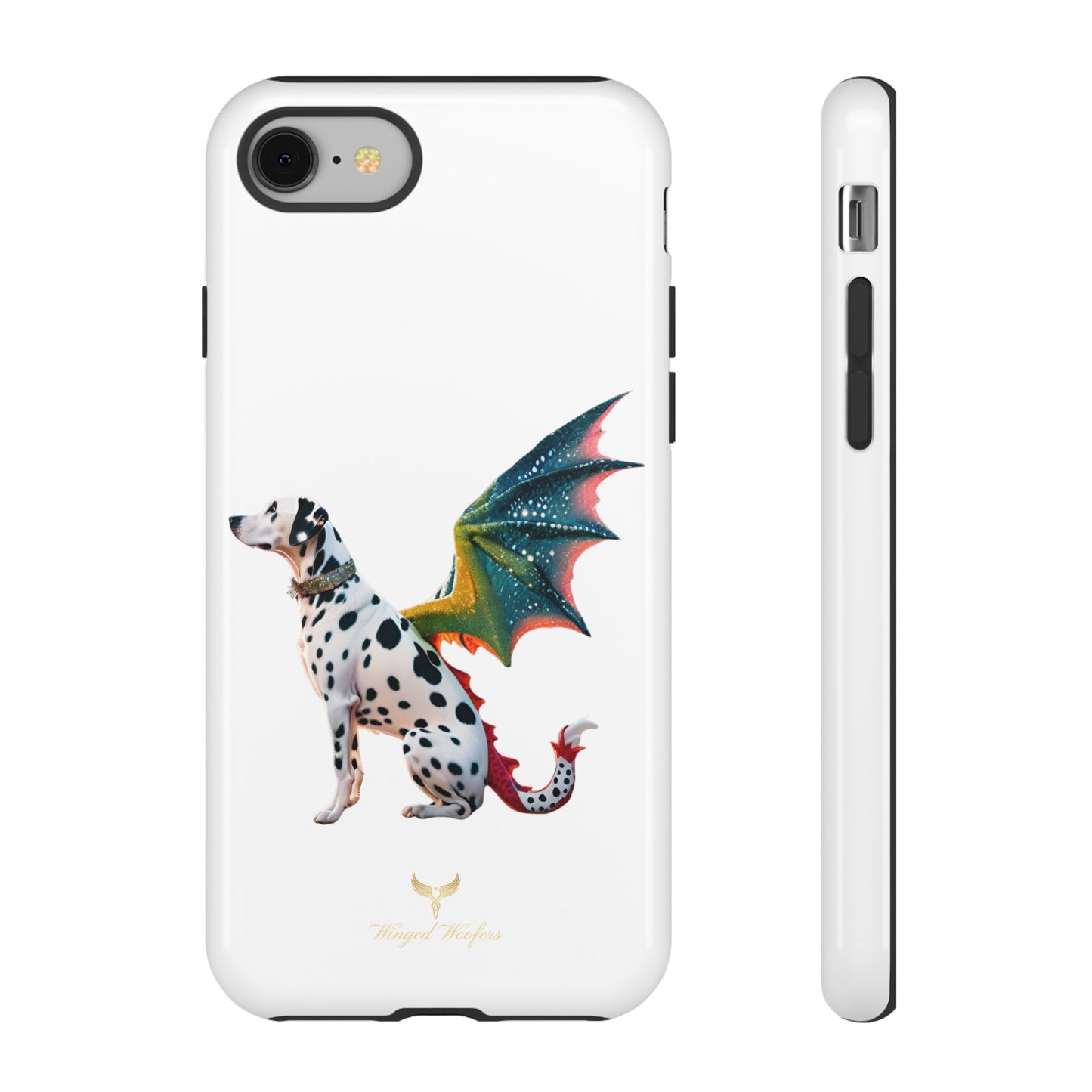 Whimsical Dog Art Phone Case – Tough Cases Featuring Dragon Dalmatian Design