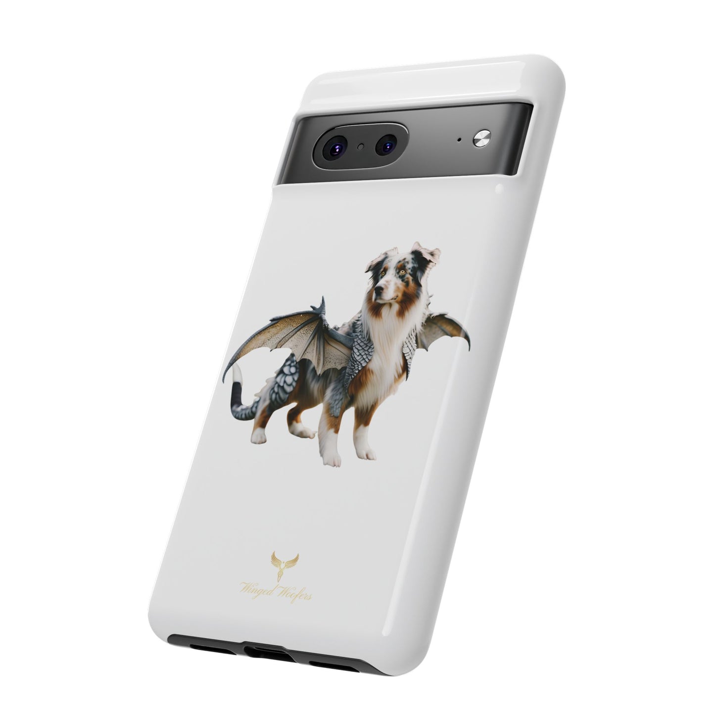 Fantasy Australian Shepherd Dog Phone Case with Wings - Tough Cases for Animal Lovers