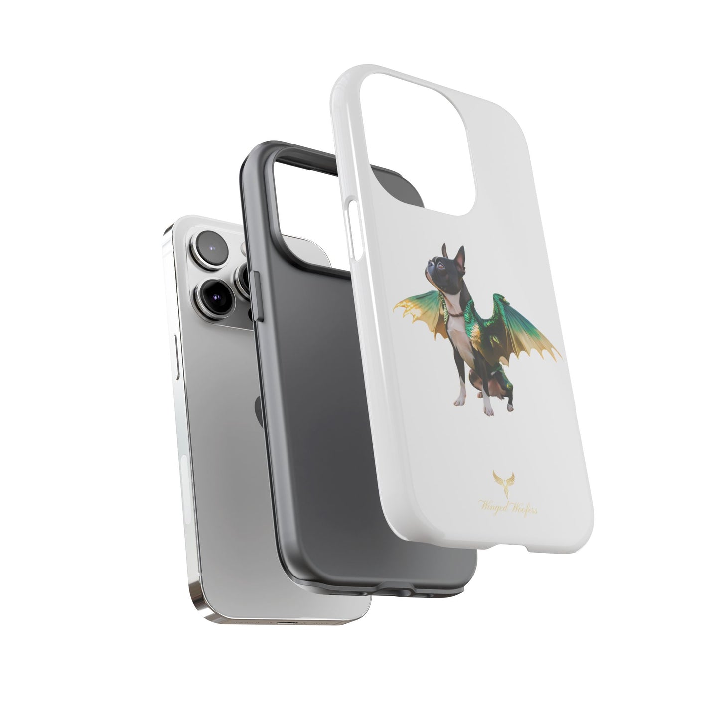 Fantasy Boston Terrier Dog Case - Tough Pet Protection with Wings Design