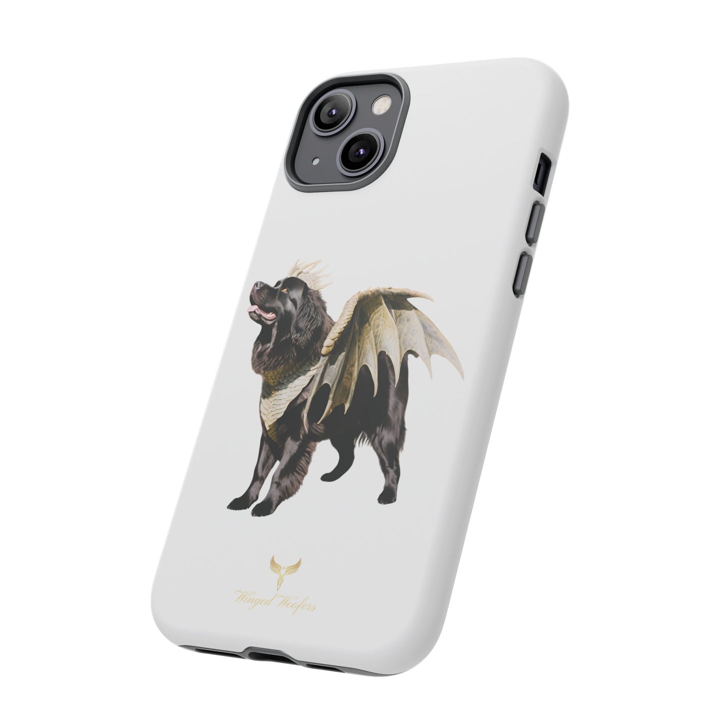 Magical Newfoundland Dog Phone Case - Tough & Stylish Cover with Winged Canine Design