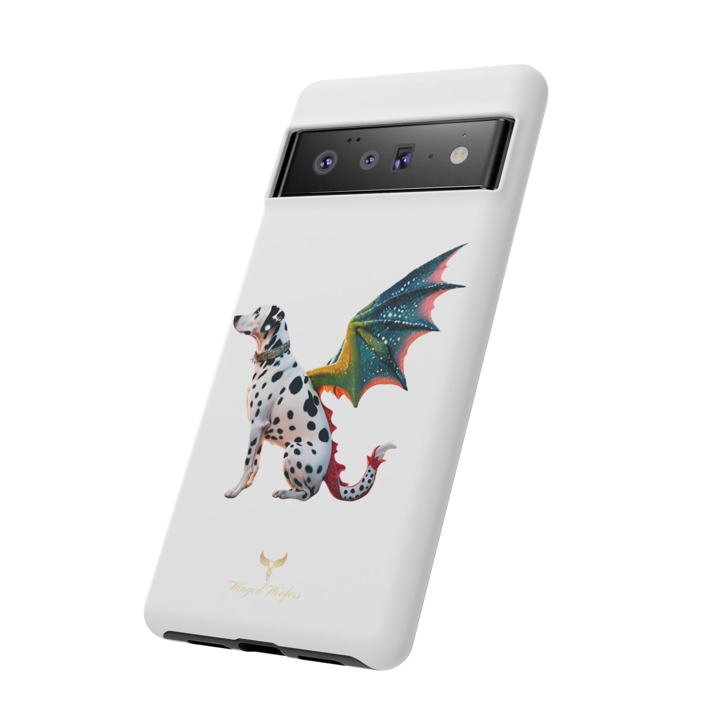 Whimsical Dog Art Phone Case – Tough Cases Featuring Dragon Dalmatian Design