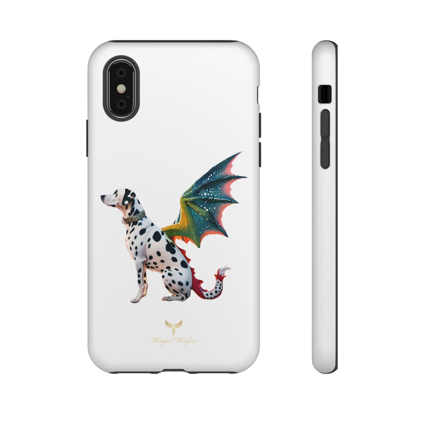 Whimsical Dog Art Phone Case – Tough Cases Featuring Dragon Dalmatian Design