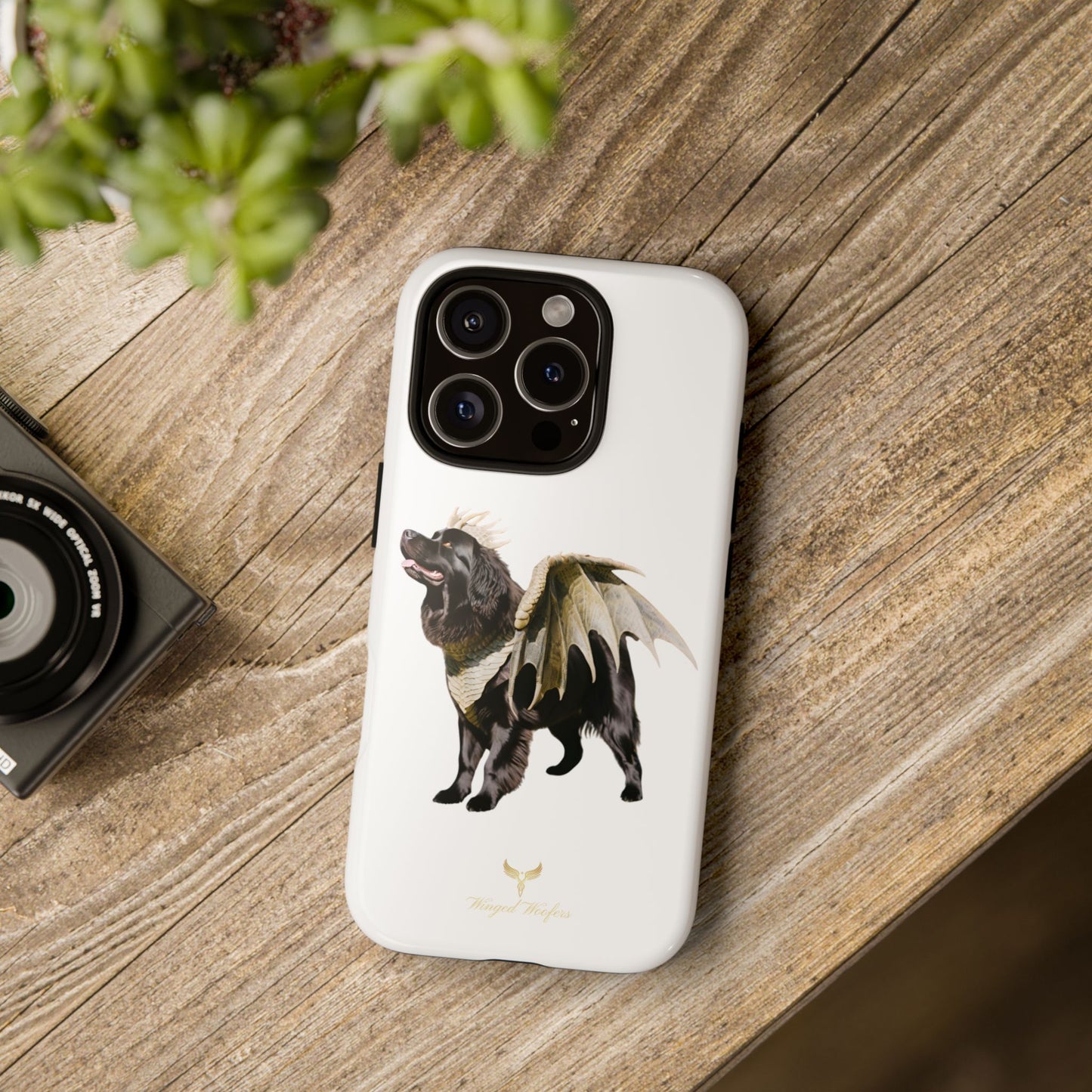 Magical Newfoundland Dog Phone Case - Tough & Stylish Cover with Winged Canine Design