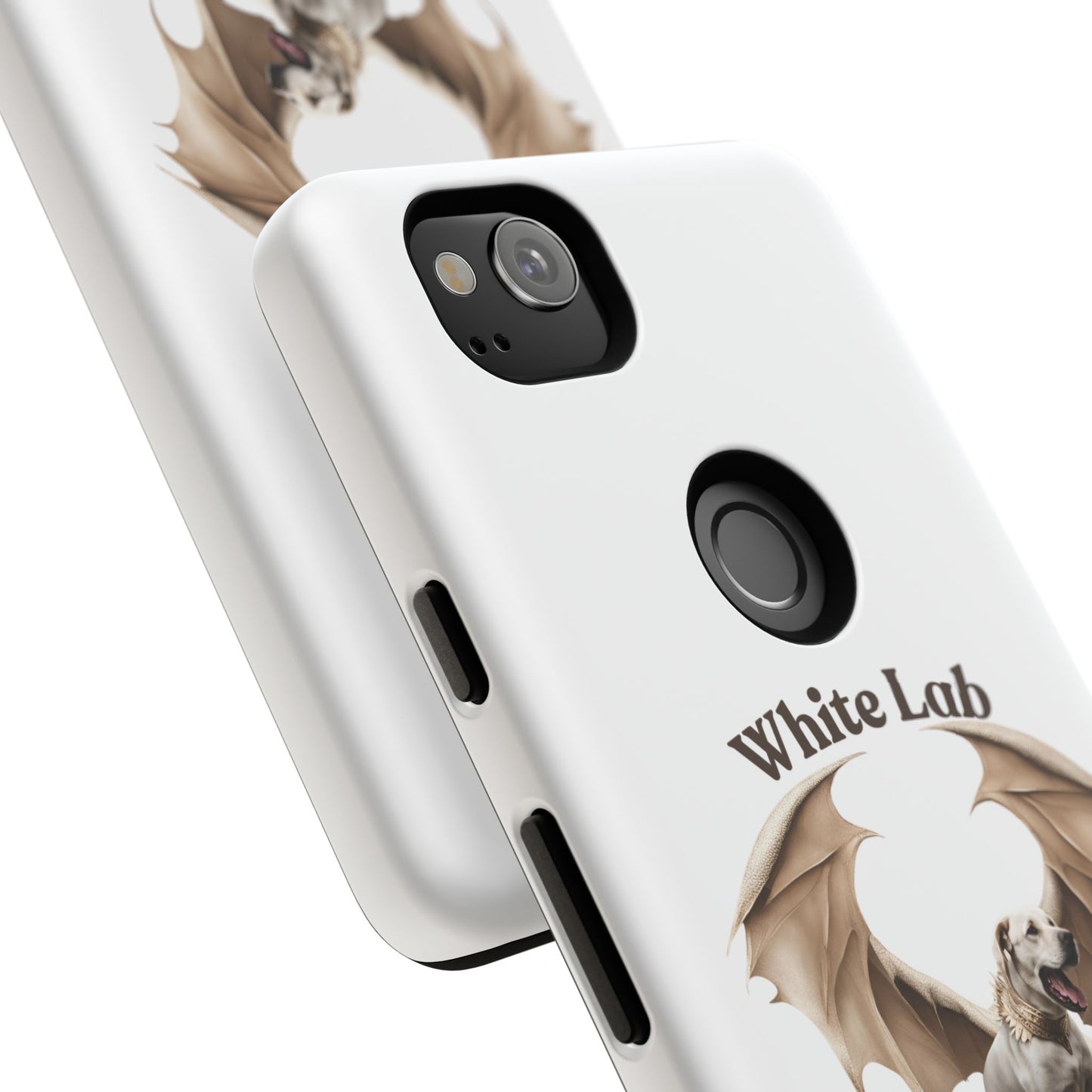 White Labrador Tough Case - Protective Phone Case with Winged Dog Design