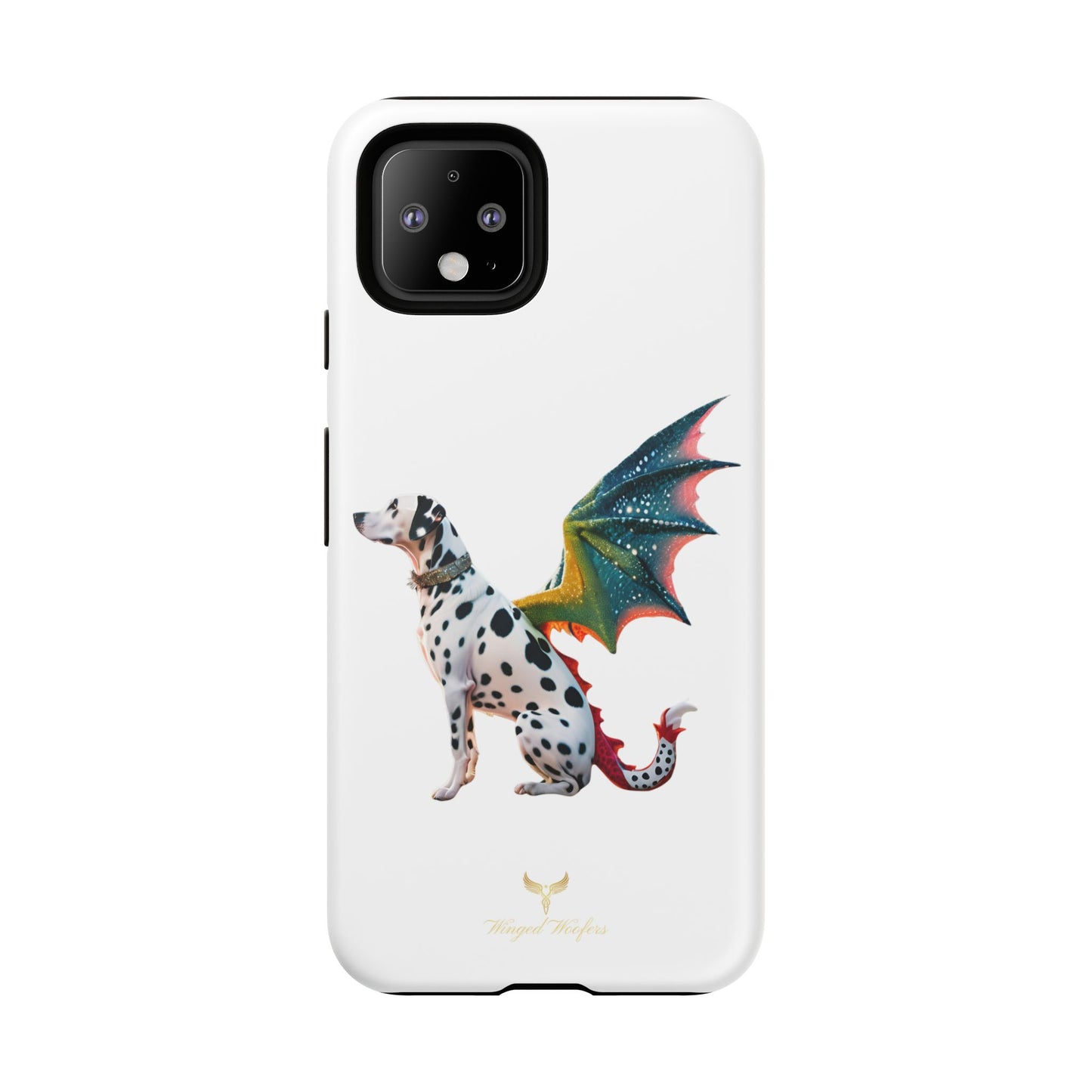 Whimsical Dog Art Phone Case – Tough Cases Featuring Dragon Dalmatian Design