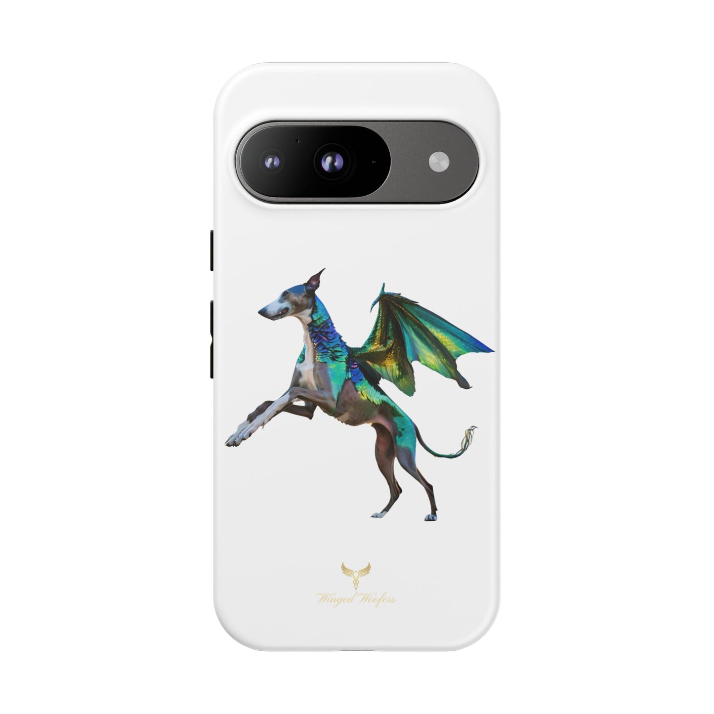 Fantasy Greyhound Dog Phone Case - Whimsical Winged Design for Pet Lovers