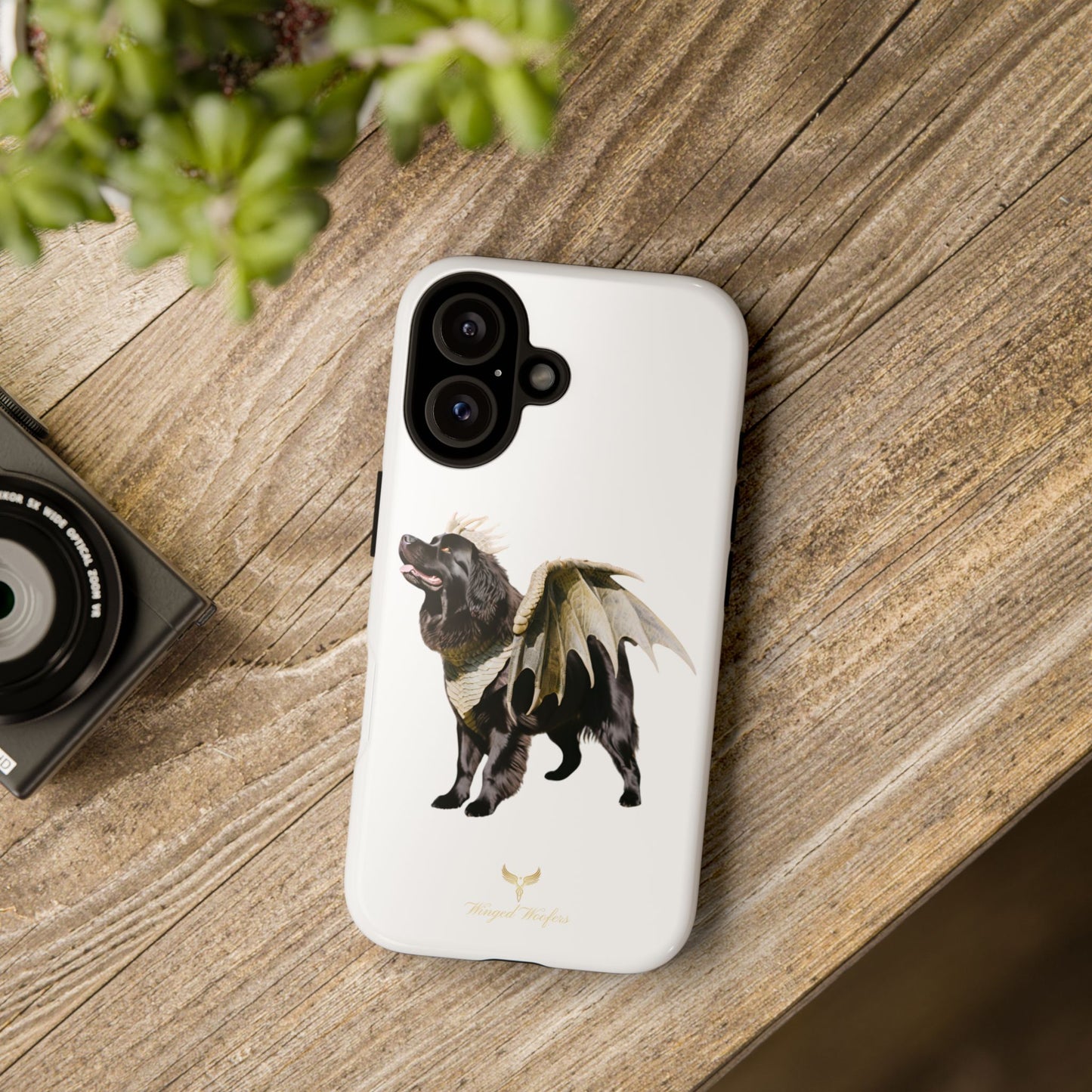 Magical Newfoundland Dog Phone Case - Tough & Stylish Cover with Winged Canine Design