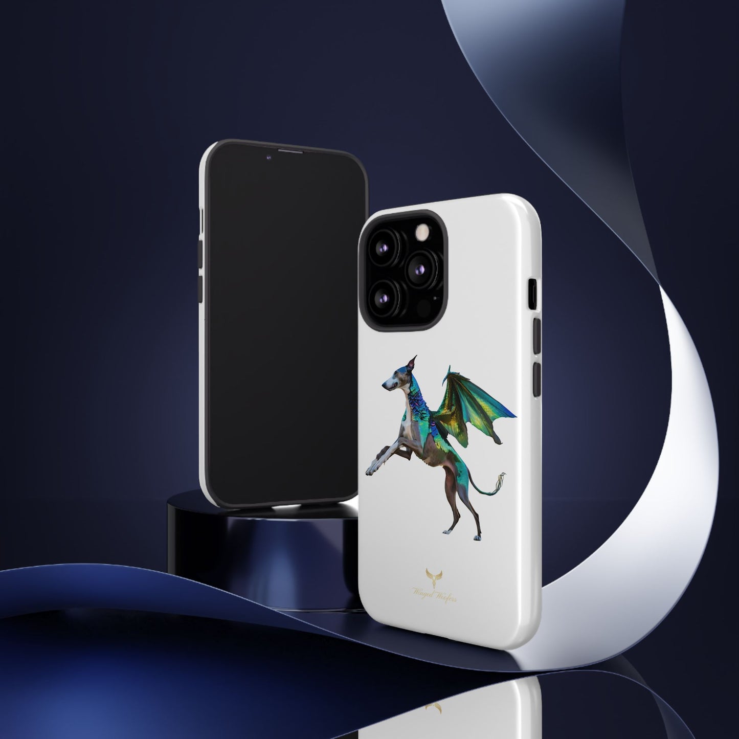 Fantasy Greyhound Dog Phone Case - Whimsical Winged Design for Pet Lovers