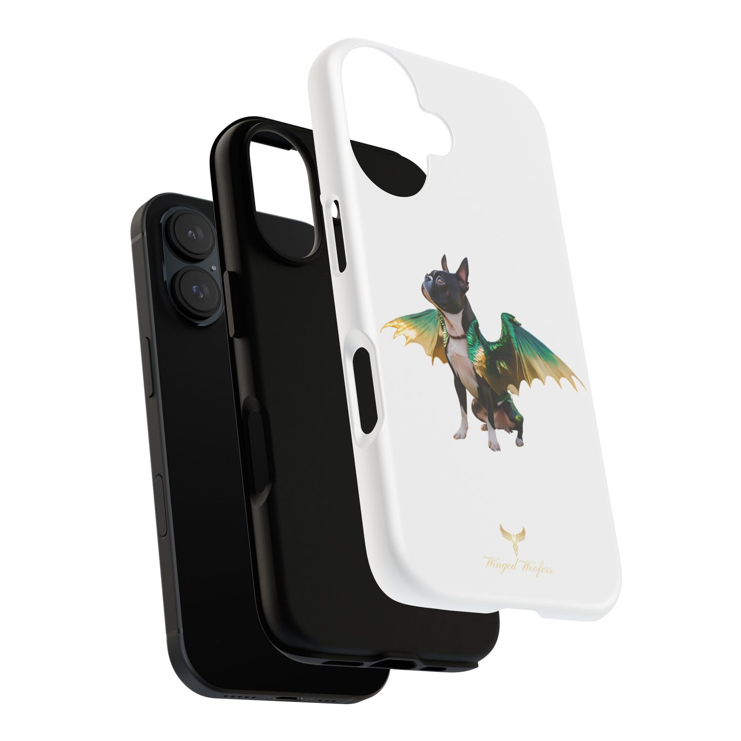 Fantasy Boston Terrier Dog Case - Tough Pet Protection with Wings Design