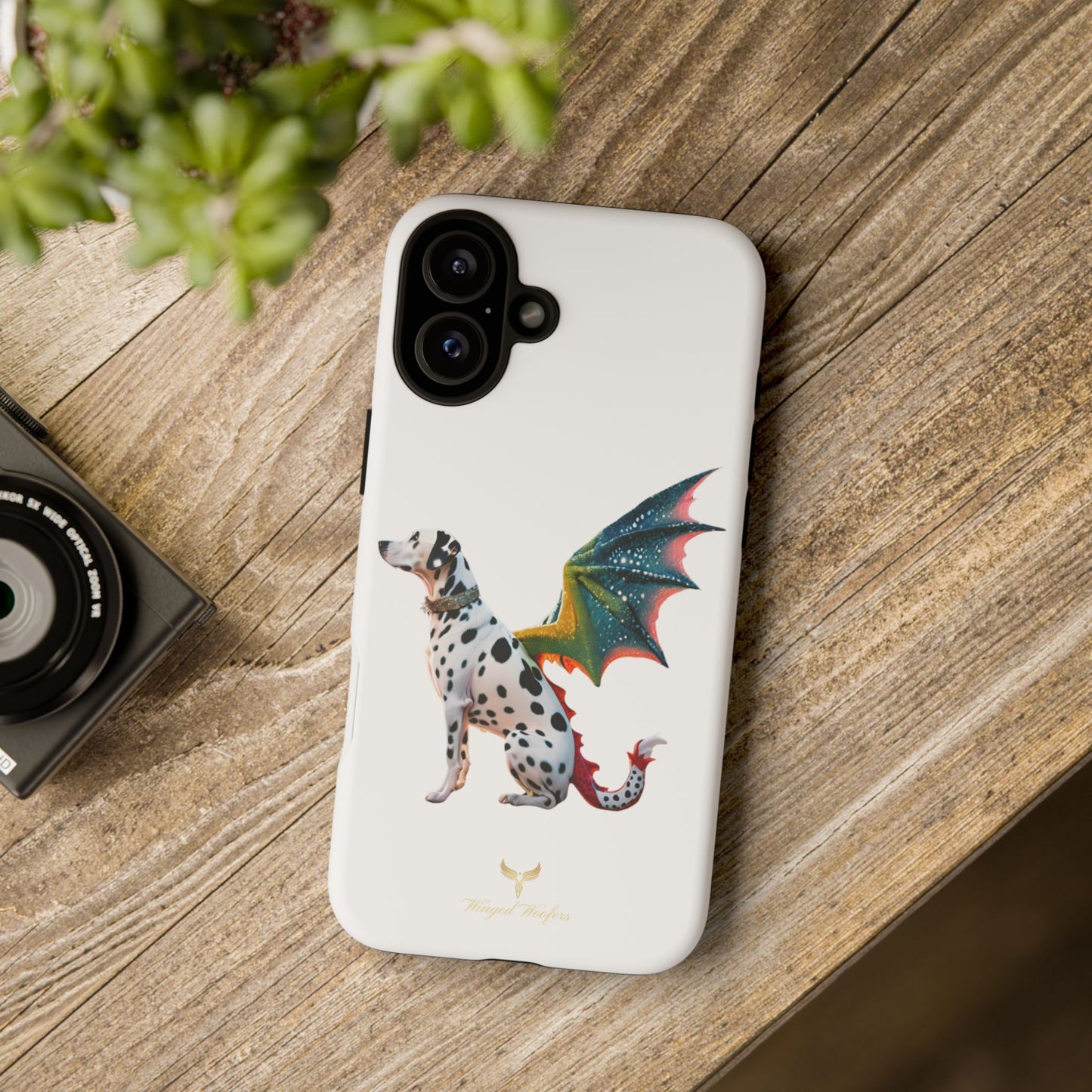 Whimsical Dog Art Phone Case – Tough Cases Featuring Dragon Dalmatian Design