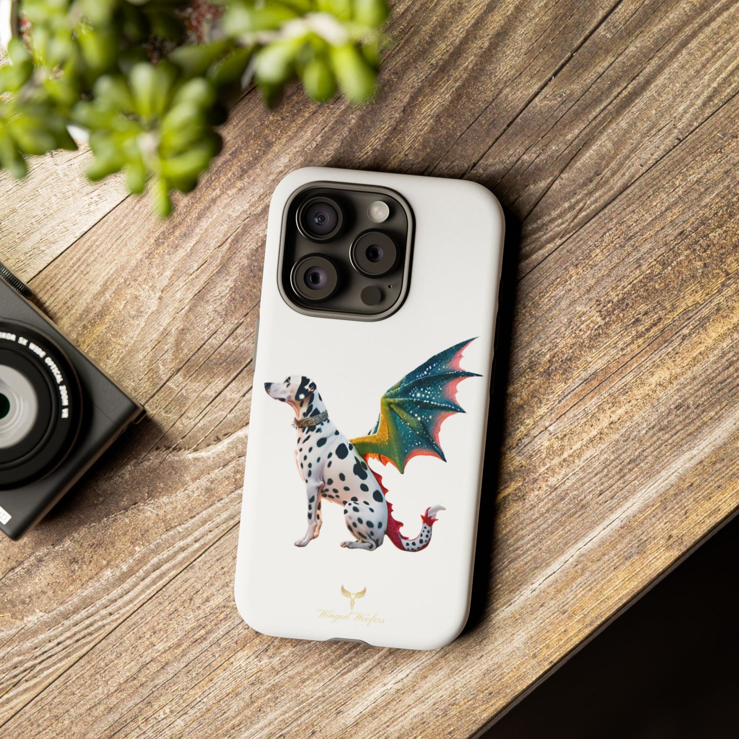 Whimsical Dog Art Phone Case – Tough Cases Featuring Dragon Dalmatian Design