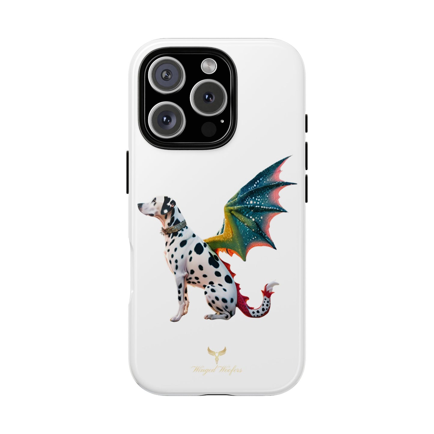 Whimsical Dog Art Phone Case – Tough Cases Featuring Dragon Dalmatian Design