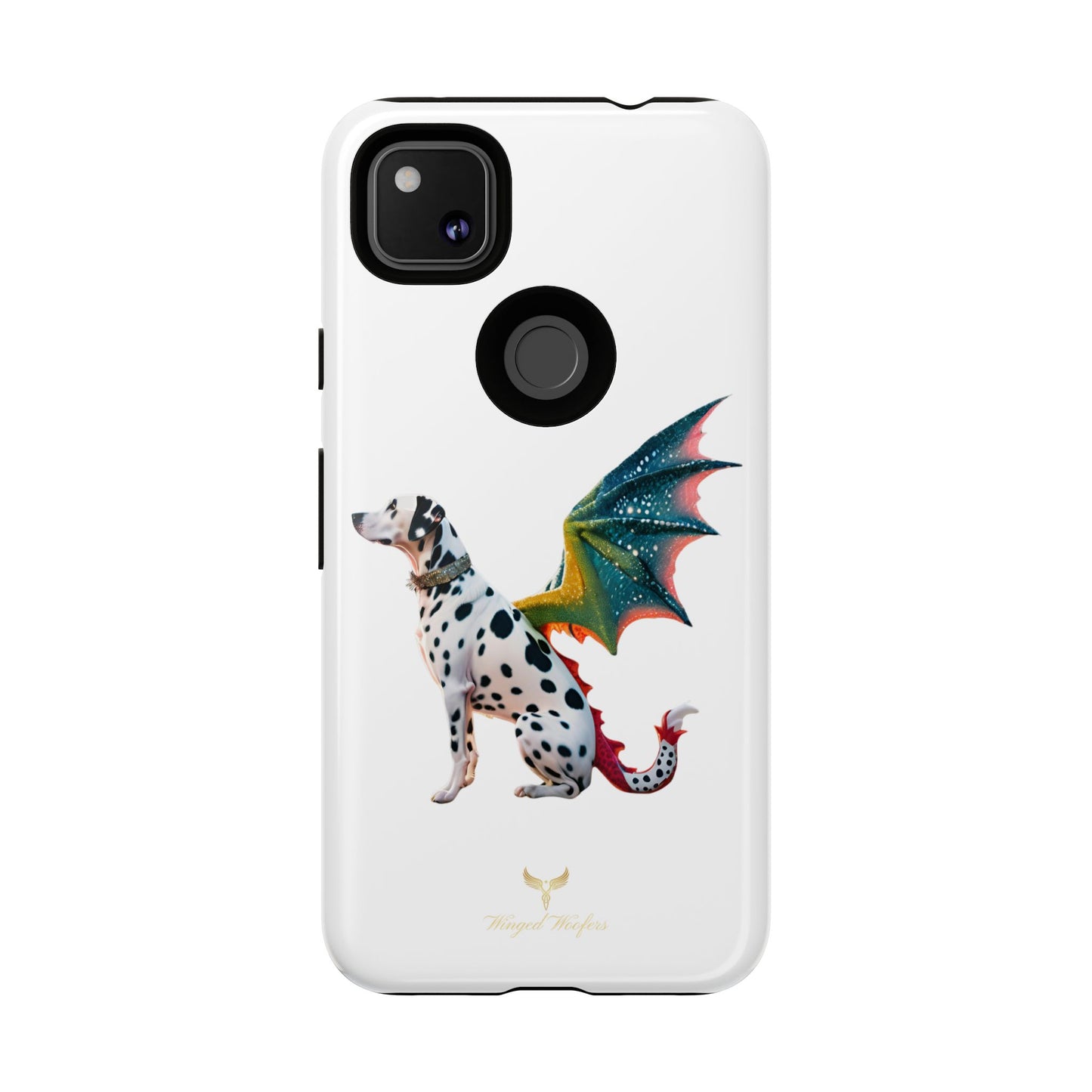 Whimsical Dog Art Phone Case – Tough Cases Featuring Dragon Dalmatian Design