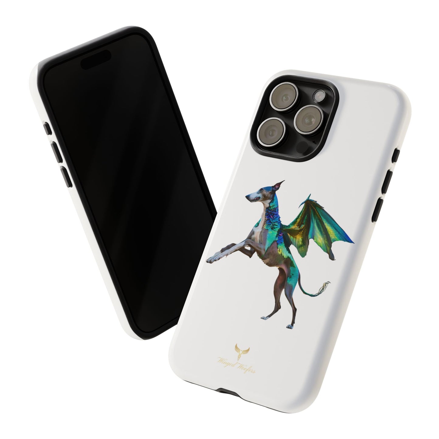 Fantasy Greyhound Dog Phone Case - Whimsical Winged Design for Pet Lovers