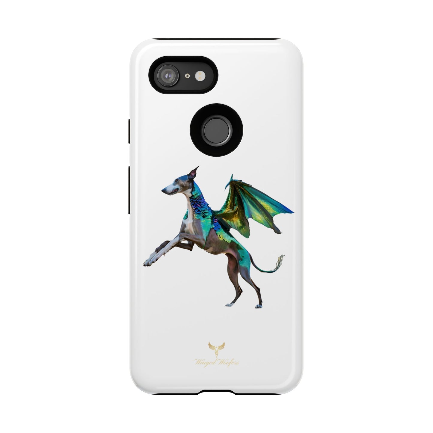 Fantasy Greyhound Dog Phone Case - Whimsical Winged Design for Pet Lovers