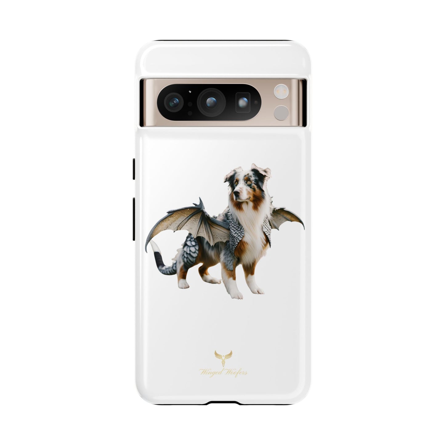 Fantasy Australian Shepherd Dog Phone Case with Wings - Tough Cases for Animal Lovers