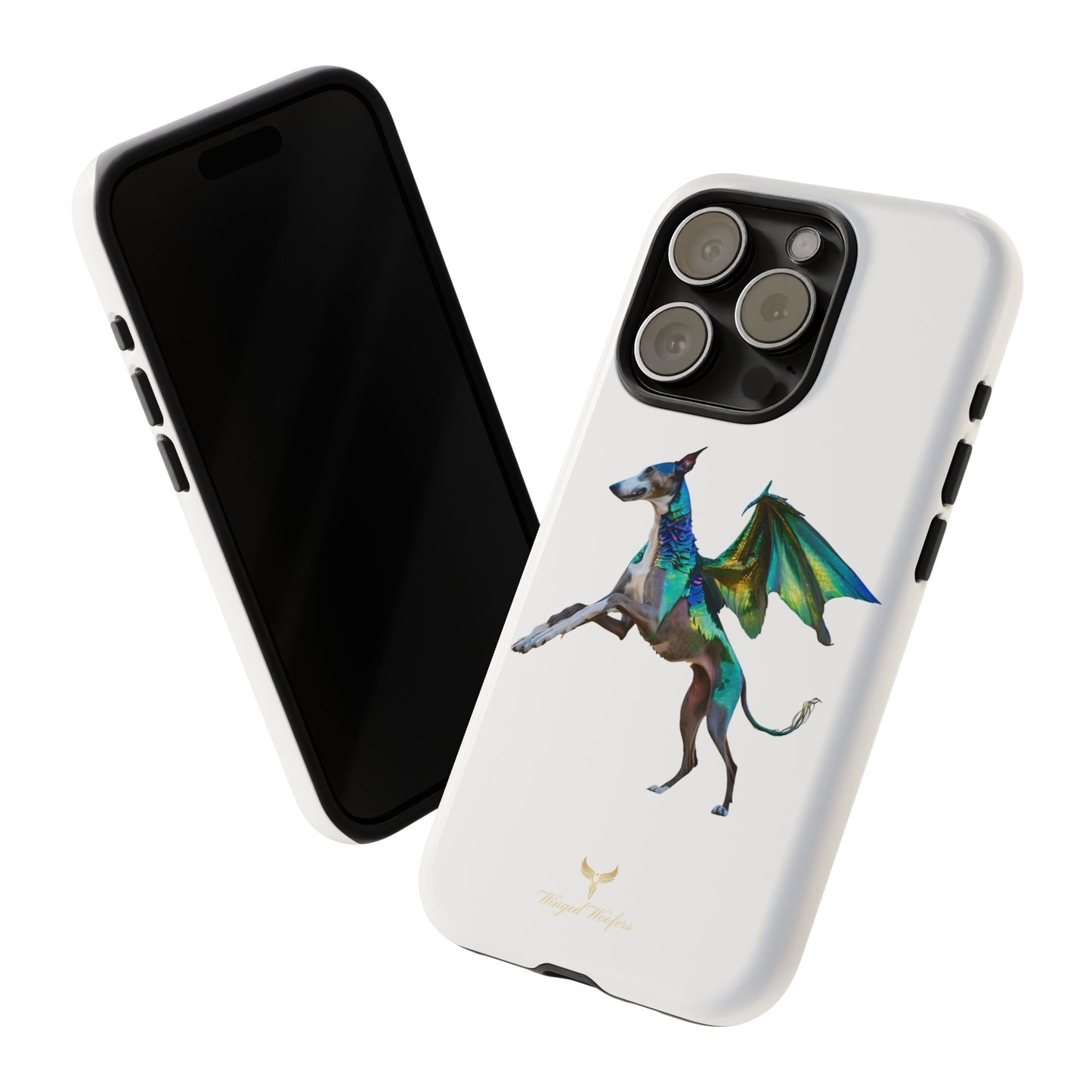 Fantasy Greyhound Dog Phone Case - Whimsical Winged Design for Pet Lovers