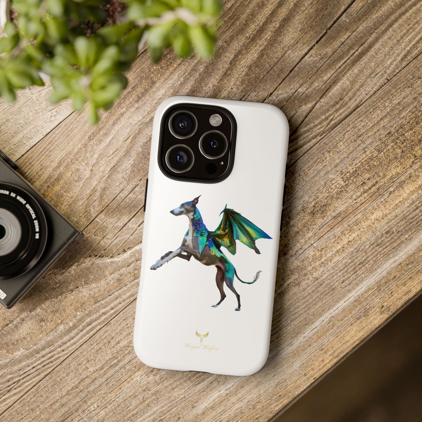 Fantasy Greyhound Dog Phone Case - Whimsical Winged Design for Pet Lovers