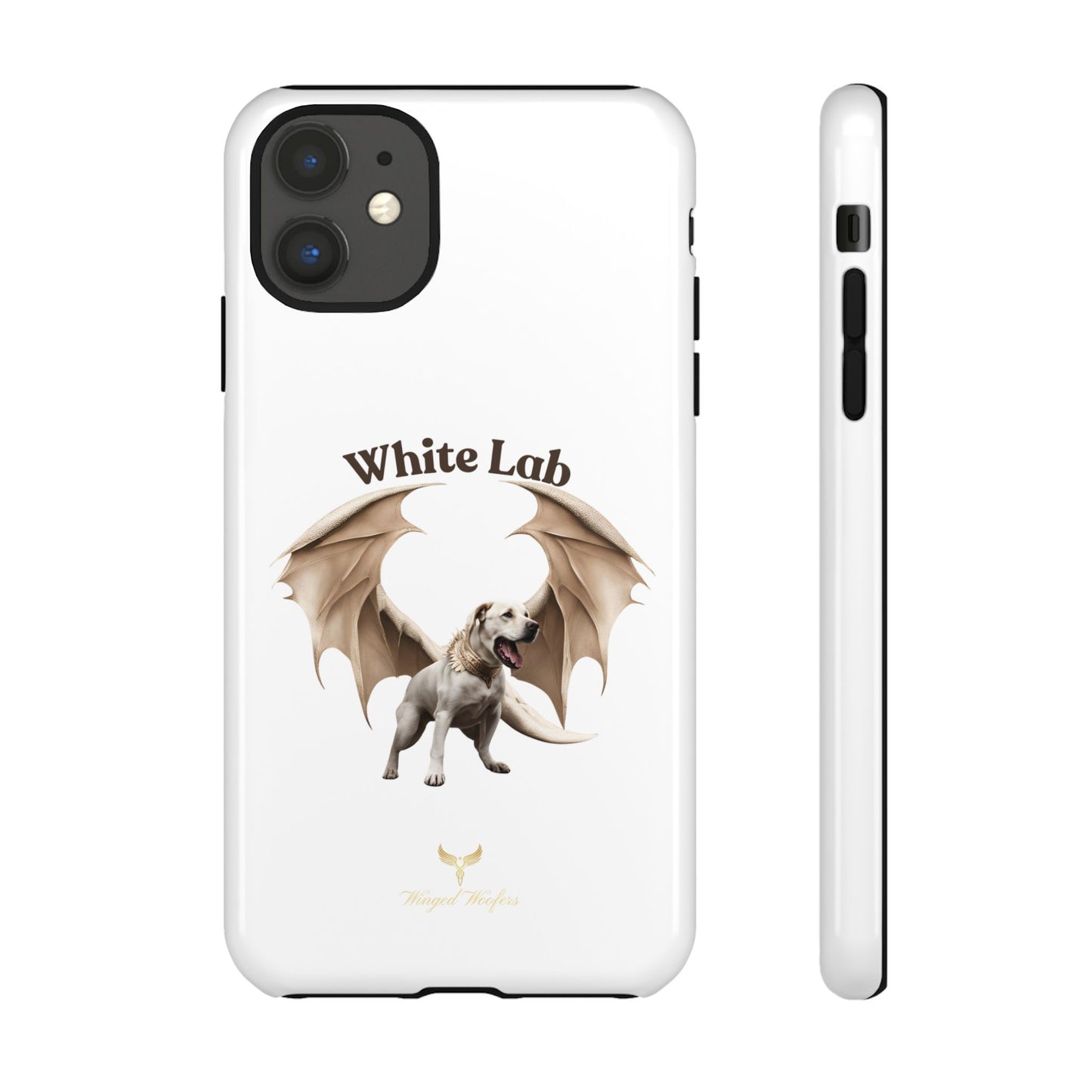 White Labrador Tough Case - Protective Phone Case with Winged Dog Design