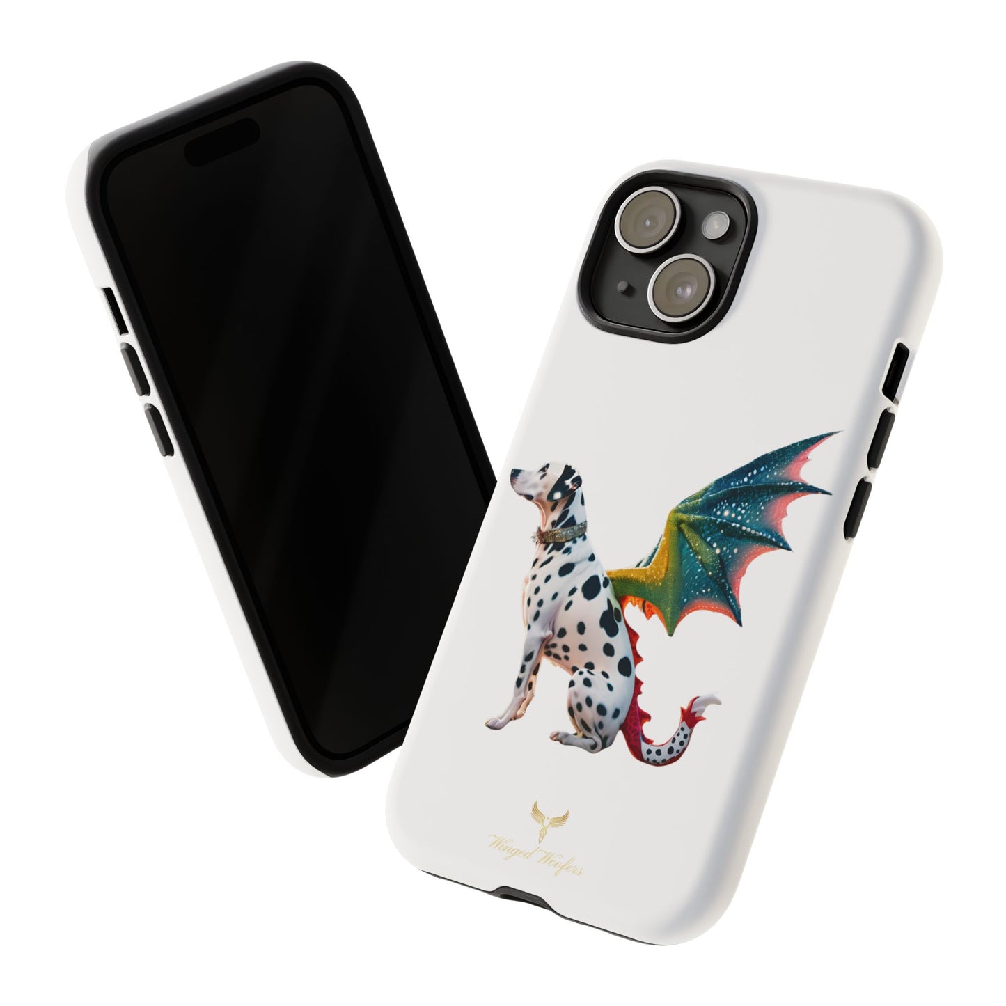 Whimsical Dog Art Phone Case – Tough Cases Featuring Dragon Dalmatian Design