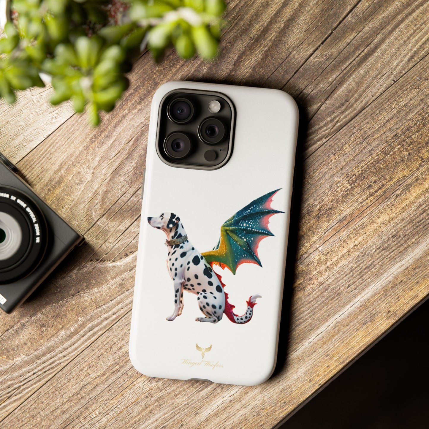 Whimsical Dog Art Phone Case – Tough Cases Featuring Dragon Dalmatian Design