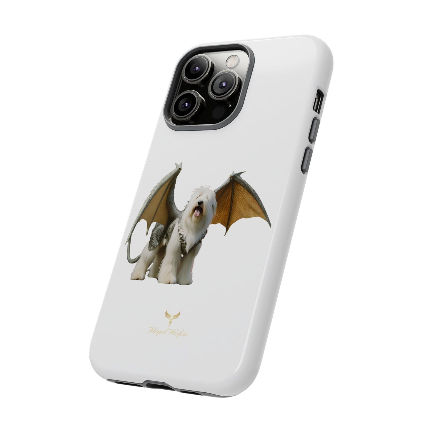 Fantasy Old English Sheepdog Phone Case - Tough Cases with Unique Dragon Wings Design