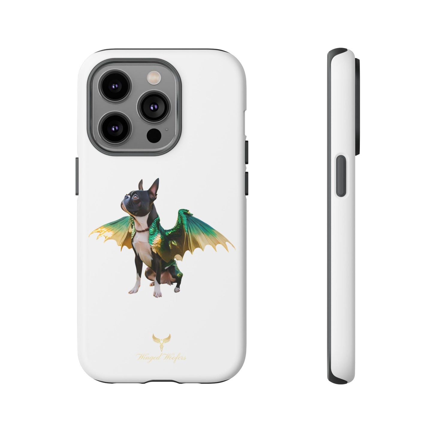 Fantasy Boston Terrier Dog Case - Tough Pet Protection with Wings Design