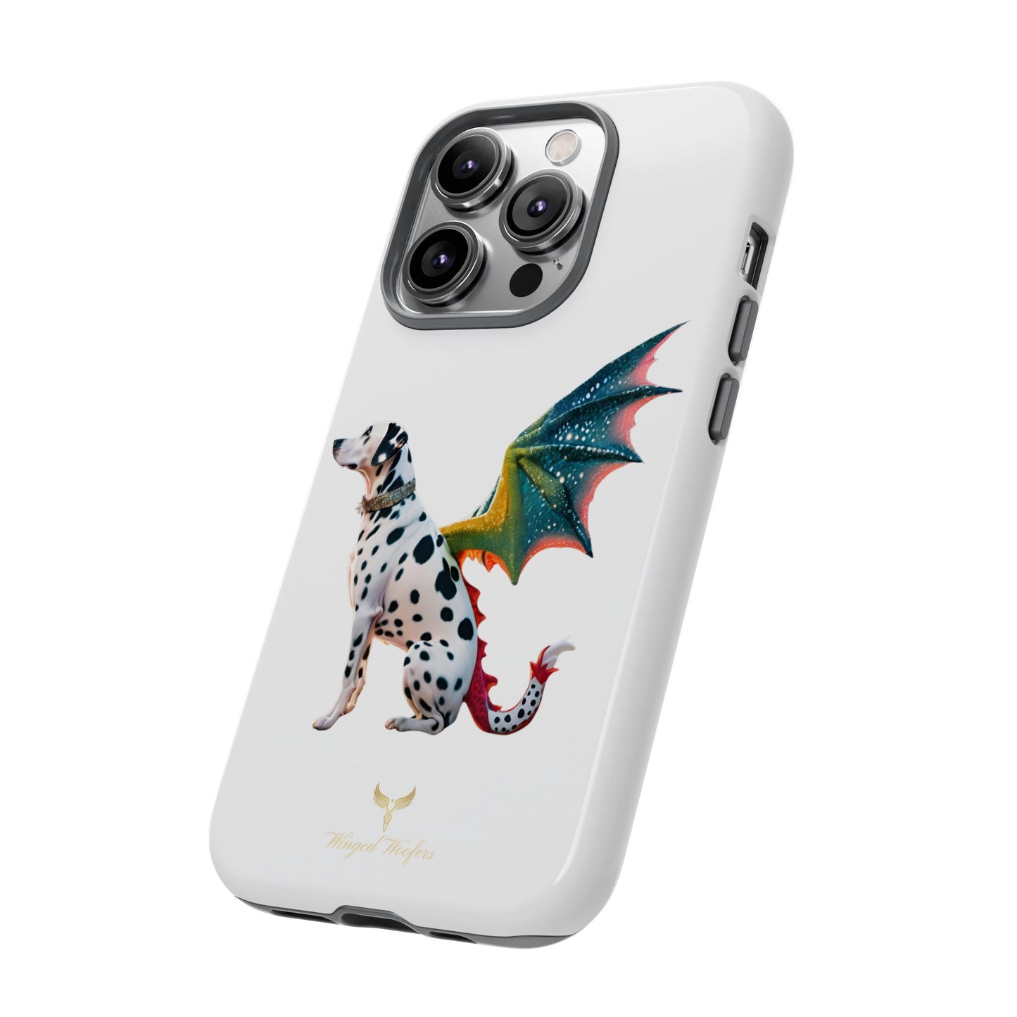 Whimsical Dog Art Phone Case – Tough Cases Featuring Dragon Dalmatian Design