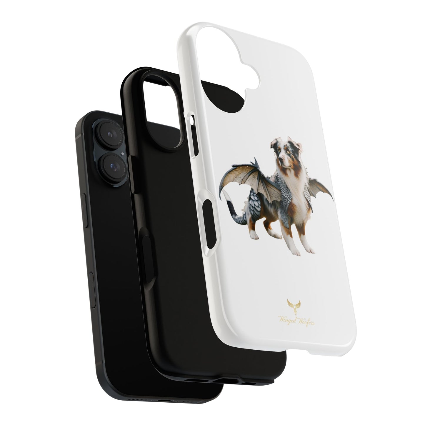 Fantasy Australian Shepherd Dog Phone Case with Wings - Tough Cases for Animal Lovers