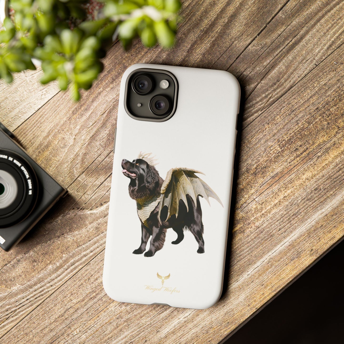 Magical Newfoundland Dog Phone Case - Tough & Stylish Cover with Winged Canine Design