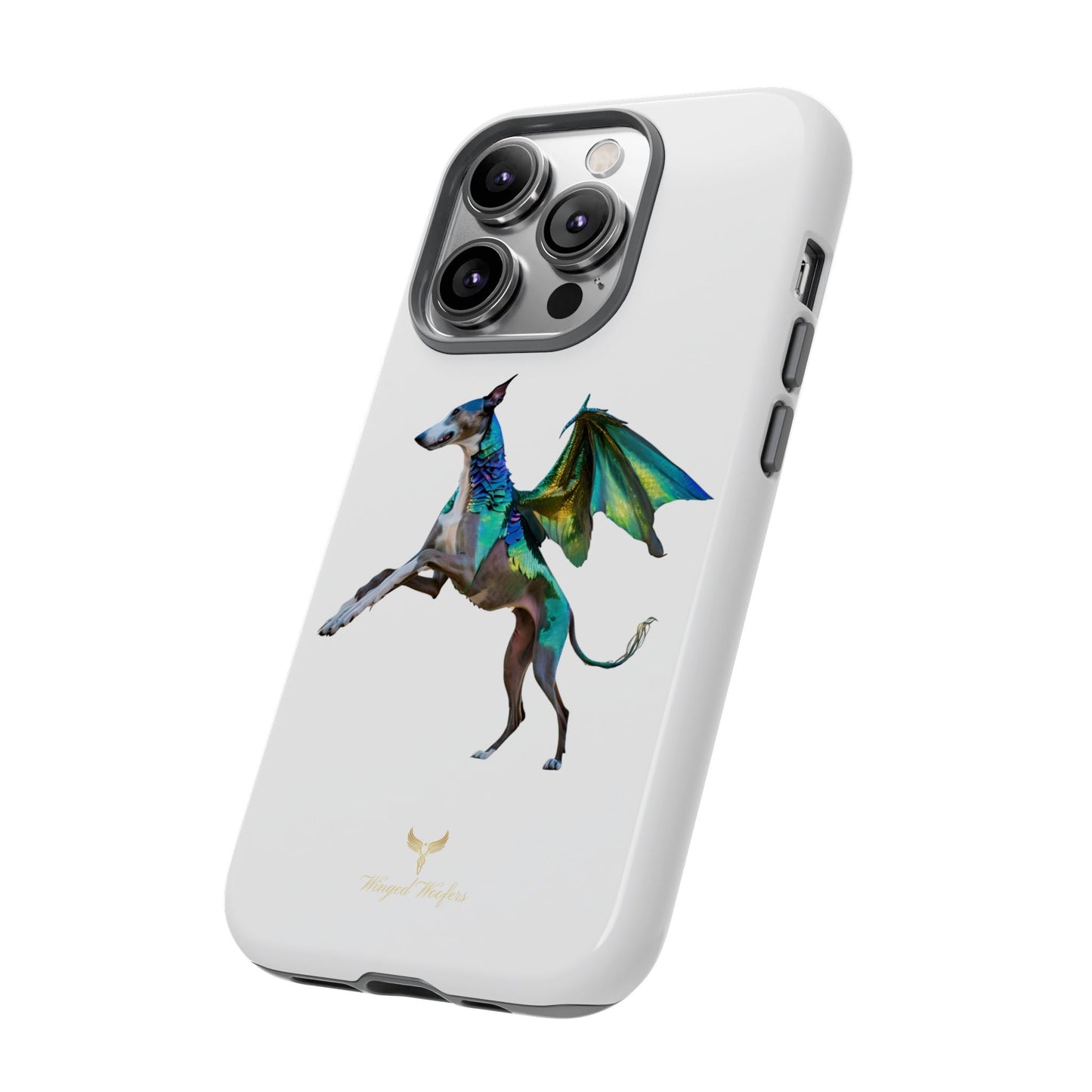 Fantasy Greyhound Dog Phone Case - Whimsical Winged Design for Pet Lovers