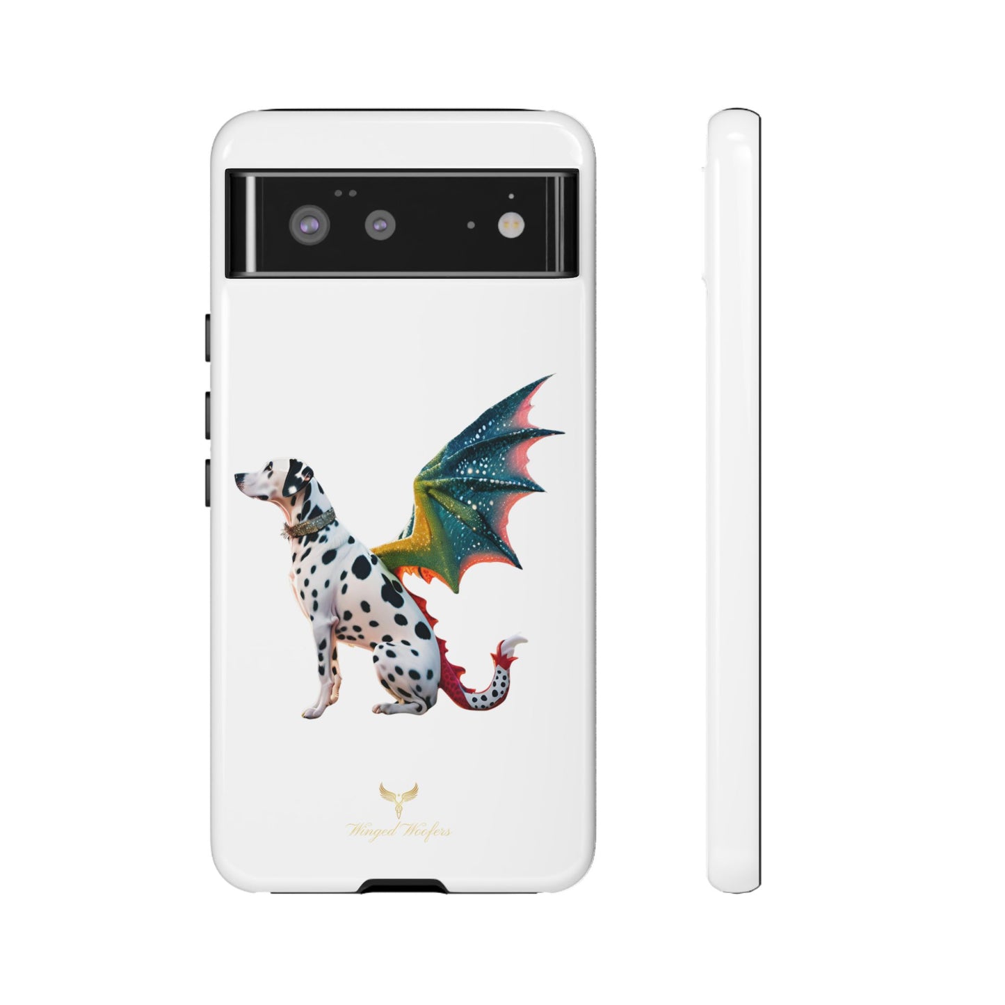 Whimsical Dog Art Phone Case – Tough Cases Featuring Dragon Dalmatian Design