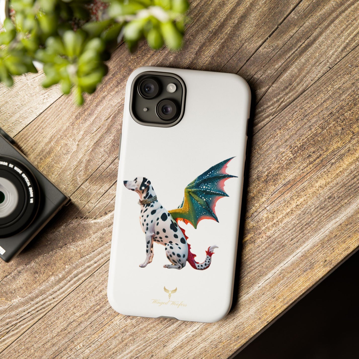 Whimsical Dog Art Phone Case – Tough Cases Featuring Dragon Dalmatian Design