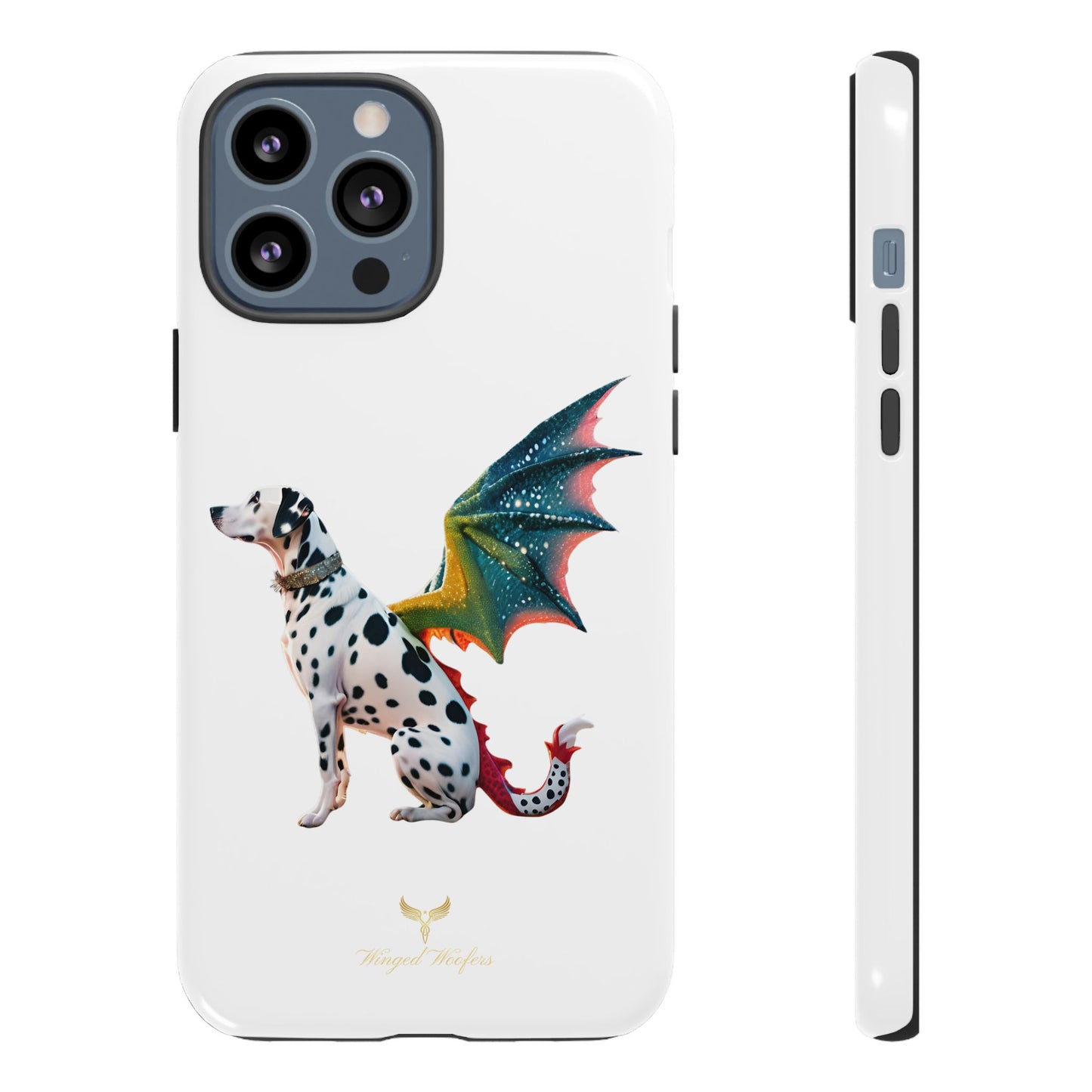 Whimsical Dog Art Phone Case – Tough Cases Featuring Dragon Dalmatian Design