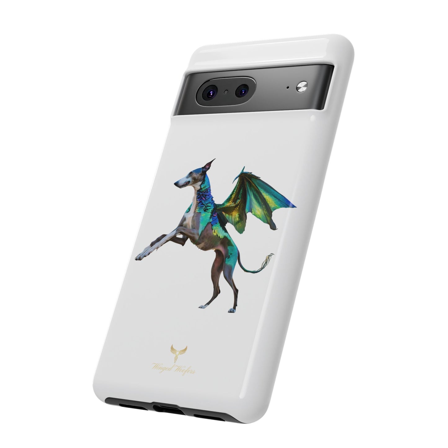 Fantasy Greyhound Dog Phone Case - Whimsical Winged Design for Pet Lovers