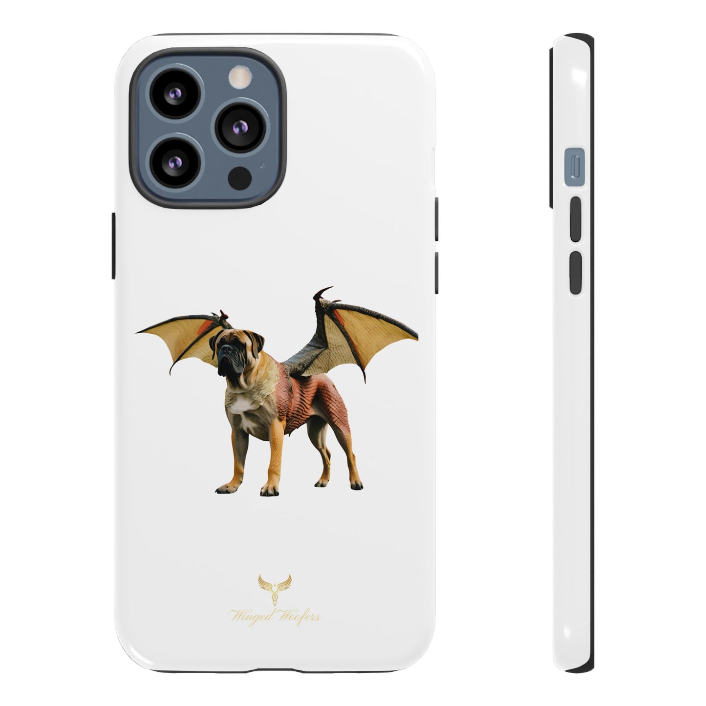 Fantasy Bullmastiff Dog Dragon Phone Case - Tough Cases with Winged Design