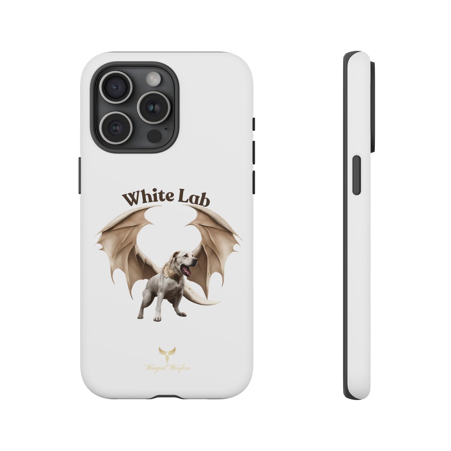 White Labrador Tough Case - Protective Phone Case with Winged Dog Design