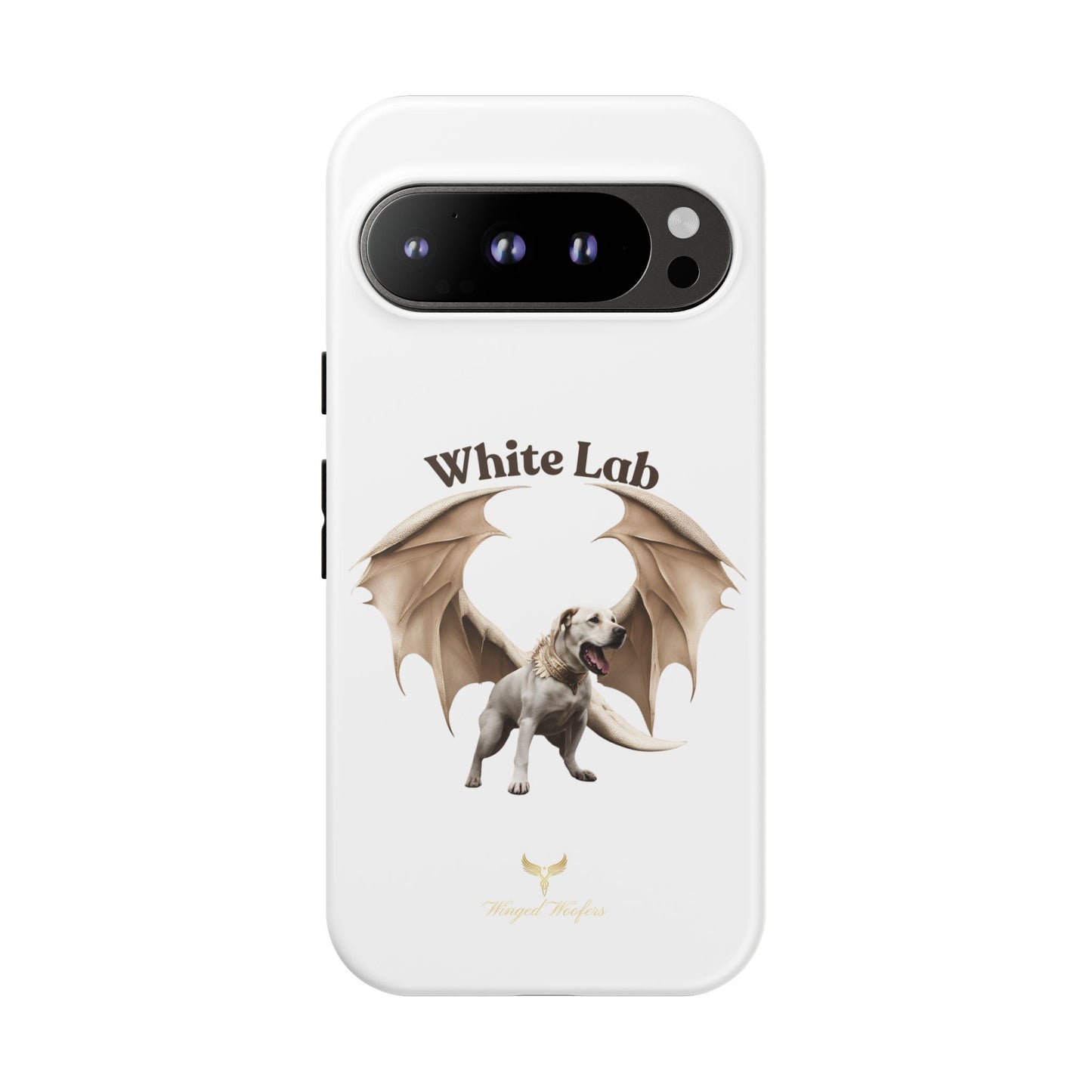 White Labrador Tough Case - Protective Phone Case with Winged Dog Design