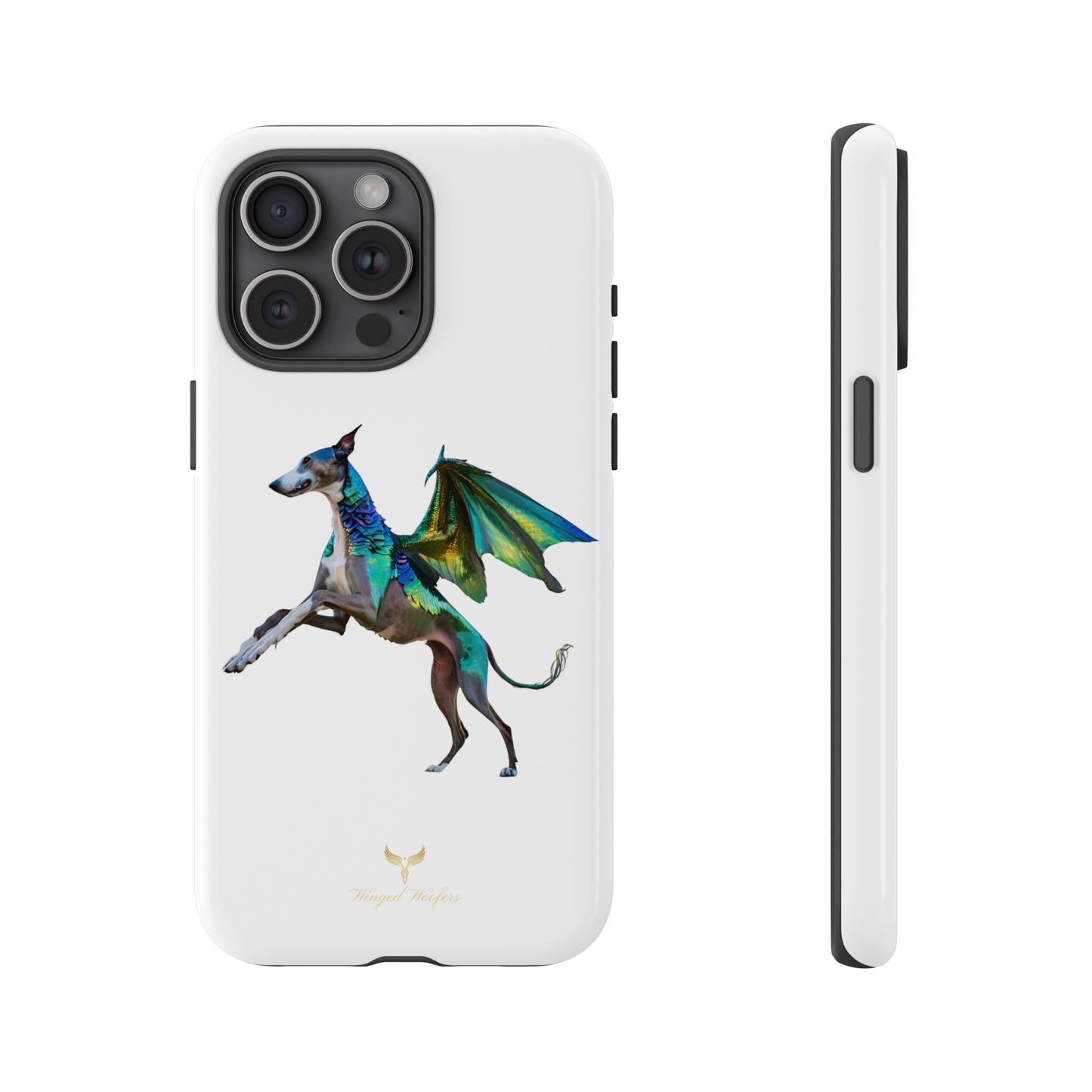 Fantasy Greyhound Dog Phone Case - Whimsical Winged Design for Pet Lovers